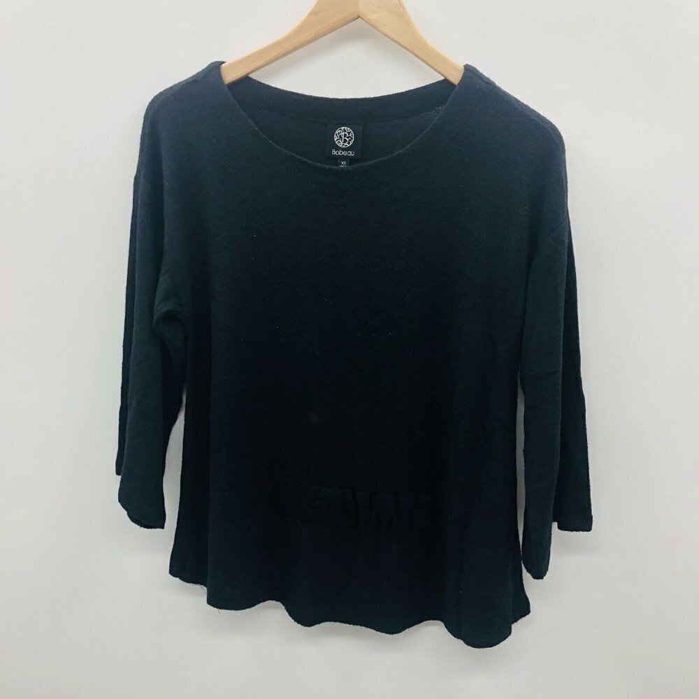 Bobeau XS Cozy Tie Waist Top 3/4 Sleeve FLAW 893